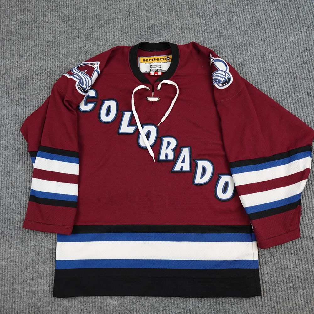 Vintage Colorado Avalanche Jersey Boys XL Red NHL Hockey Koho Youth Lace Up